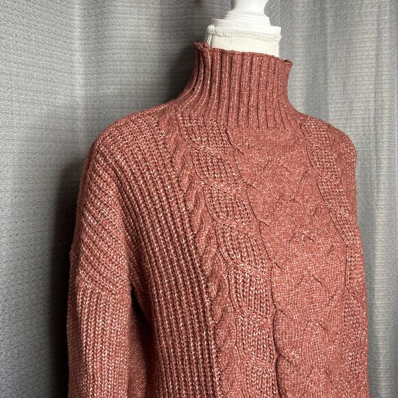 Maurices Women's Rust Detailed Knit Turtleneck Sweater Oversized XS - Picture 2 of 11